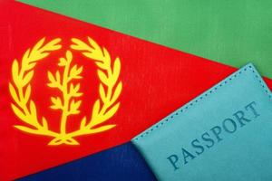 On the background of the flag of Eritrea is a passport. photo