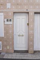 Closed wooden door in a residential building. photo