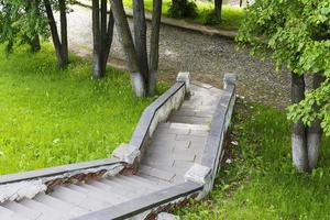 escaleras que conducen a los árboles en el verano. foto