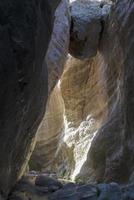 Sunlit multicolored rocks of Avakas Gorge in Cyprus. photo