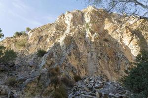 Mountains of avakas gorge in autumn. Hiking in the gorge. photo