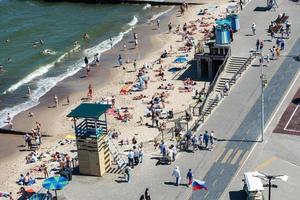 Zelenograd July 2021. Resting on the beach in Zelenogradsk, top view photo