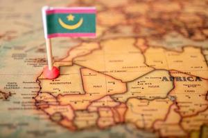 Flag of Mauritania on the world map. photo