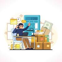 Accountant Working on His Calculation Job vector