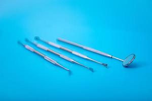 Set of Dentist's medical equipment tools. Stainless steel dental equipment photo