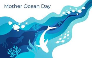 Mother Ocean Day Background Concept vector