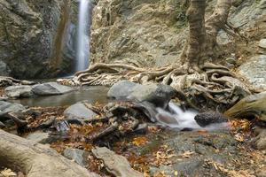 a view of a small waterfall in troodos mountains in cyprus