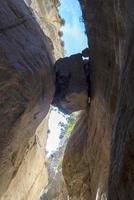 Sunlit multicolored rocks of Avakas Gorge in Cyprus. photo