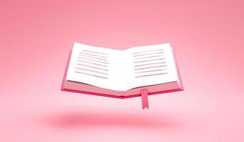 Book pastel book icon library knowledge and education concept on pink background 3D rendering photo