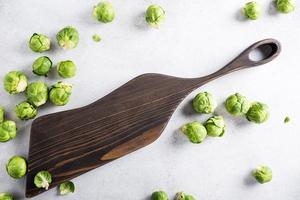 Background with Brussels sprouts photo