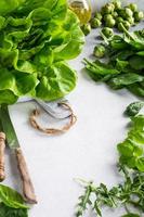 Background with assorted green vegetables photo