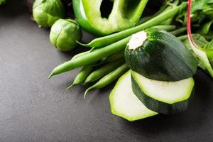 Background with assorted green vegetables photo