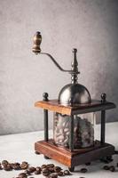 Retro coffee mill with beans
