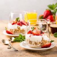 Healthy breakfast with granola and berries photo