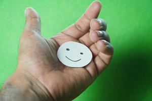 be positive smiley in hand photo