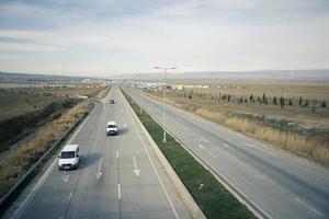 Main highway view from the bridge in winter. photo