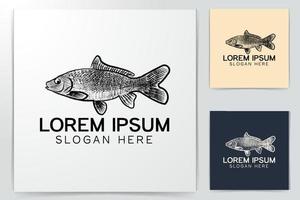 Hand Drawn Poke fish Logo Ideas. Inspiration logo design. Template Vector Illustration. Isolated On White Background