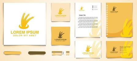 Wheat Agriculture Logo and business card branding template Designs Inspiration, Vector Illustration
