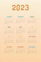 2023 calendar with multicolor cute childish design vertical format vector