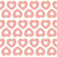 Donut seamless pattern. Cute pink cartoon heart shaped donut. Background for valentine's day greeting cards, party invitations, posters and prints. vector