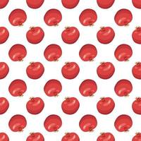 Seamless pattern with whole red pomegranate. Healthy bright fruits print on white background. Sweet food for diet. Vector flat illustration