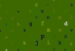 Dark green, yellow vector texture with ABC characters.