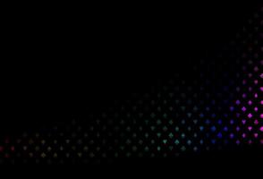Dark multicolor, rainbow vector background with cards signs.