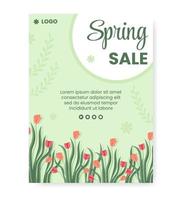 Spring Sale with Blossom Flowers Poster Template Flat Design Illustration Editable of Square Background for Social Media or Greeting Card vector