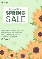 venta de primavera con flor flores plantilla de volante diseño plano ilustración editable de fondo cuadrado para redes sociales o tarjeta de felicitación vector