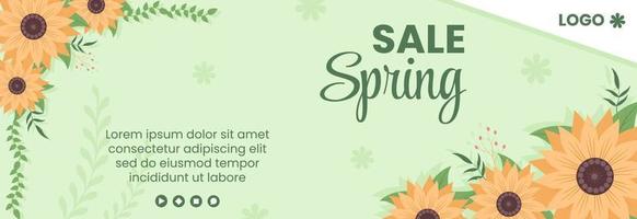 Spring Sale with Blossom Flowers Cover Template Flat Design Illustration Editable of Square Background for Social Media or Greeting Card vector