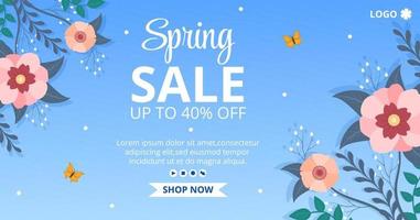 Spring Sale with Blossom Flowers Post Template Flat Illustration Editable of Square Background for Social Media or Greeting Card vector