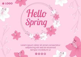 primavera con flor sakura flores plantilla de folleto ilustración plana editable de fondo cuadrado para redes sociales o tarjeta de felicitación vector