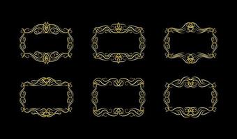 Gold Borders Elements Set Collection, ornament Vector