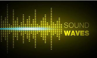 Sound waves oscillating dark light vector