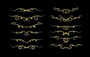 Gold Borders Elements Set Collection, ornament Vector