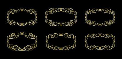 Gold Borders Elements Set Collection, ornament Vector