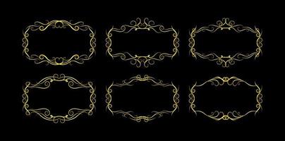 Gold Borders Elements Set Collection, ornament Vector