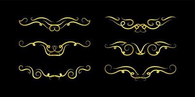 Gold Borders Elements Set Collection, ornament Vector