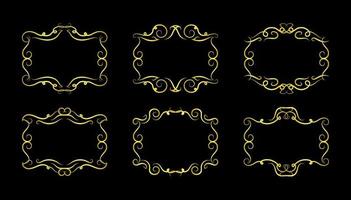 Gold Borders Elements Set Collection, ornament Vector