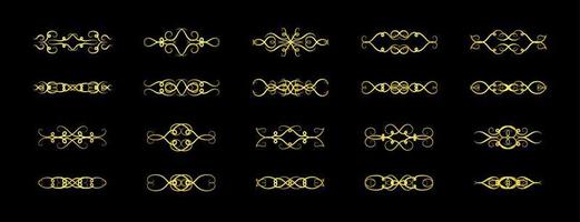 Gold Borders Elements Set Collection, ornament Vector