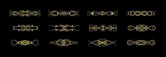 Gold Borders Elements Set Collection, ornament Vector