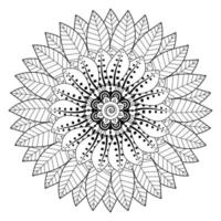 Circular pattern in form of mandala for Henna, Mehndi, tattoo, decoration. Coloring book page. vector