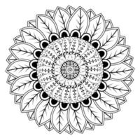 Circular pattern in form of mandala for Henna, Mehndi, tattoo, decoration. Coloring book page. vector