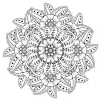 Circular pattern in form of mandala for Henna, Mehndi, tattoo, decoration. Coloring book page. vector