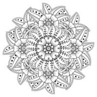 Circular pattern in form of mandala for Henna, Mehndi, tattoo, decoration. Coloring book page. vector