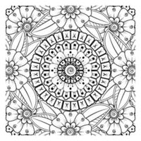 Circular pattern in form of mandala for Henna, Mehndi, tattoo, decoration. Coloring book page. vector