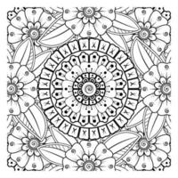 Circular pattern in form of mandala for Henna, Mehndi, tattoo, decoration. Coloring book page. vector