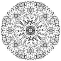 Circular pattern in form of mandala for Henna, Mehndi, tattoo, decoration. Coloring book page. vector