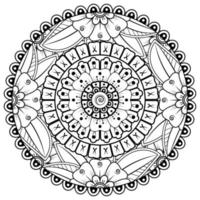 Circular pattern in form of mandala for Henna, Mehndi, tattoo, decoration. Coloring book page. vector