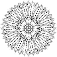 Circular pattern in form of mandala for Henna, Mehndi, tattoo, decoration. Coloring book page. vector